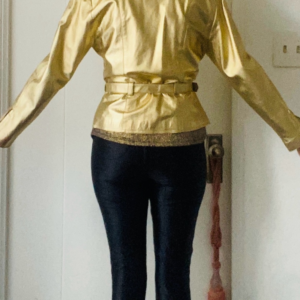 Cache Metallic Gold Leather Jacket - image 3